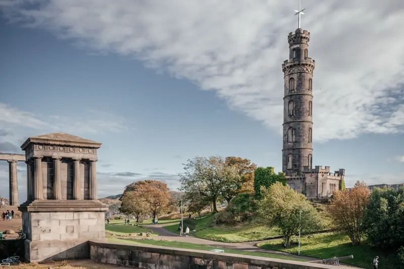 Nelson Monument and the National Monument columns on Calton Hill, Edinburgh